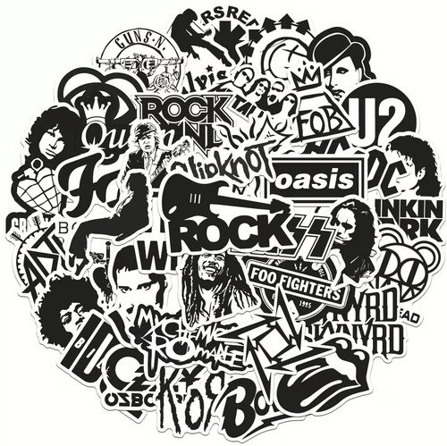 Rock black white - 50, stickers