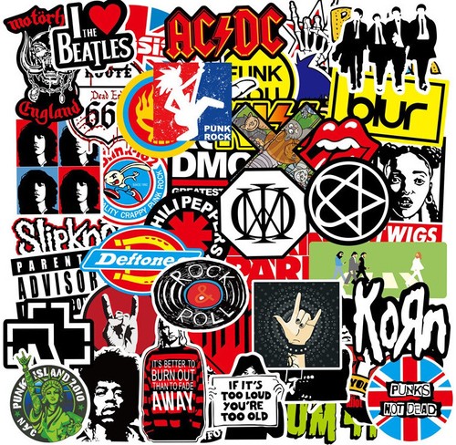 100 rock stickers lot - rock, heavy