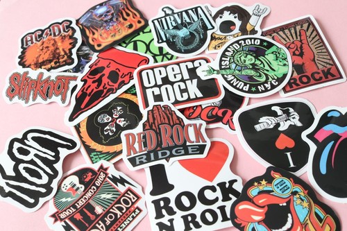 Random rock band stickers - random,