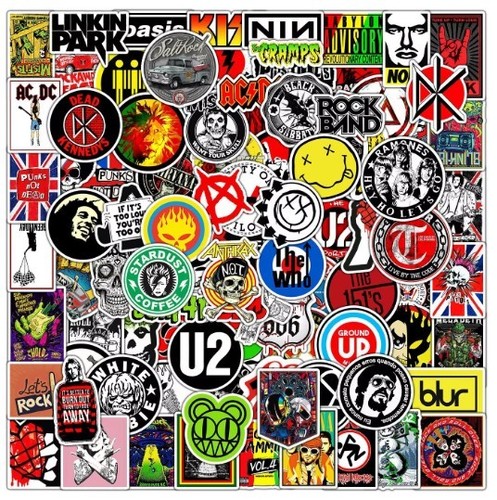 100 rock stickers metal punk - 100,